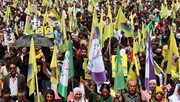 تجمع مردم شمال و شرق سوریه برای حمایت از حزب چپ سبز و آزادی اوجالان