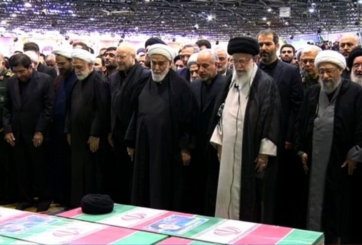 Supreme Leader performs prayers over bodies of president Raisi, companions Supreme Leader performs prayers over bodies of president Raisi, companions
