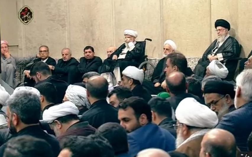 ئامادەبوونی ئەدهەم بارزانی لەگەڵ کەسایەتییە سیاسییەکانی عێراق لە بەیتی ڕێبەری بۆ بەشداری لە پرسەی ئایەتۆڵڵا ڕەئیسی