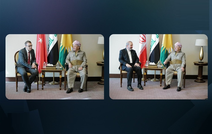 KDP leader Barzani discusses regional developments with Iranian, Turkish envoys 