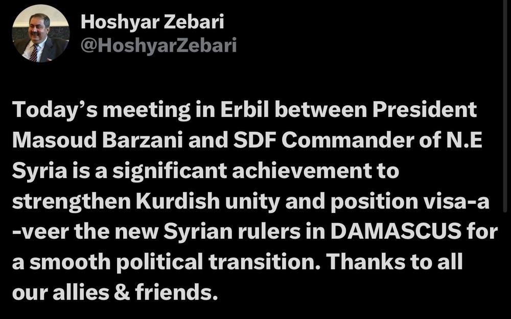 دیدار مسعود بارزانی و مظلوم کوبانی در اربیل