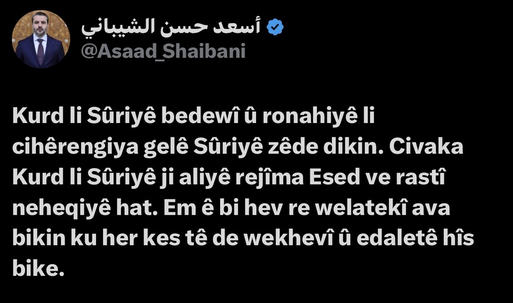 پیام وزیر خارجه دولت دمشق به زبان کردی: کردها به تکثر مردم سوریه زیبایی و روشنایی می‌بخشند