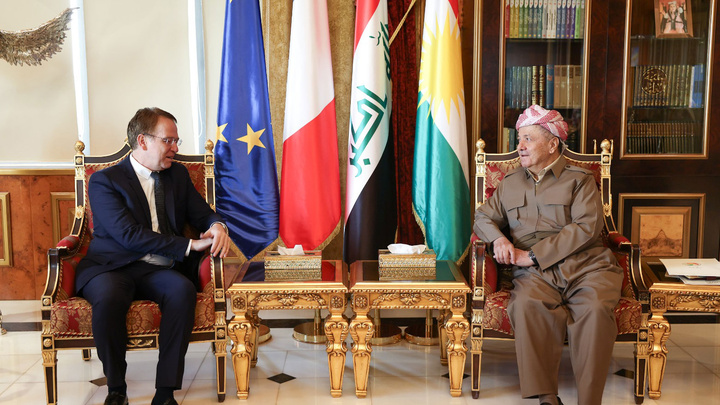 بارزانی و باڵیۆزی فەرەنسا لە عێراق، دوایین پێشهاتەکانی ناوچەکەیان تاوتوێ کرد