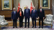 دیدار یک‌ساعته اردوغان و هیئت امرالی در کاخ ریاست‌جمهوری؛ تاکید بر تداوم روند خلع سلاح
