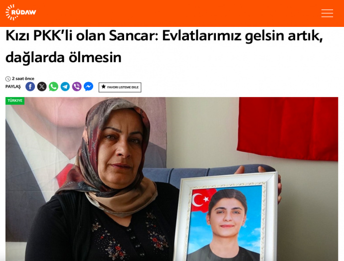 رسانههای AKP و KDP از یک گریلای کشته شده PKK خواستند تا تسلیم شود!