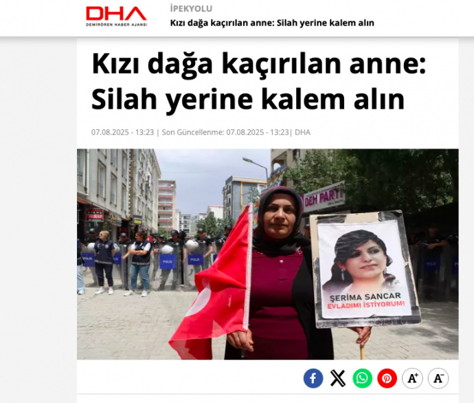 رسانه‌های AKP و KDP از یک گریلای کشته شده PKK خواستند تا تسلیم شود!