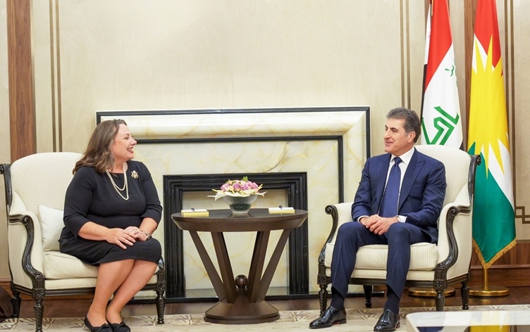 دیدار نیچروان بارزانی با سرکنسول جدید و پیشین آمریکا در اقلیم کردستان