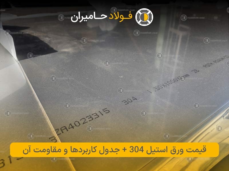 قیمت ورق استیل 304  و جدول کاربردها و مقاومت آن