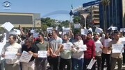 تجمع معلمان حلب در اعتراض به پرداخت نشدن حقوق توسط دولت موقت سوریه