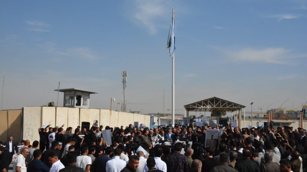 تجمع هواداران لاهور طالبانی و خانواده بازداشتشدگان لالهزار مقابل سازمان ملل در اربیل