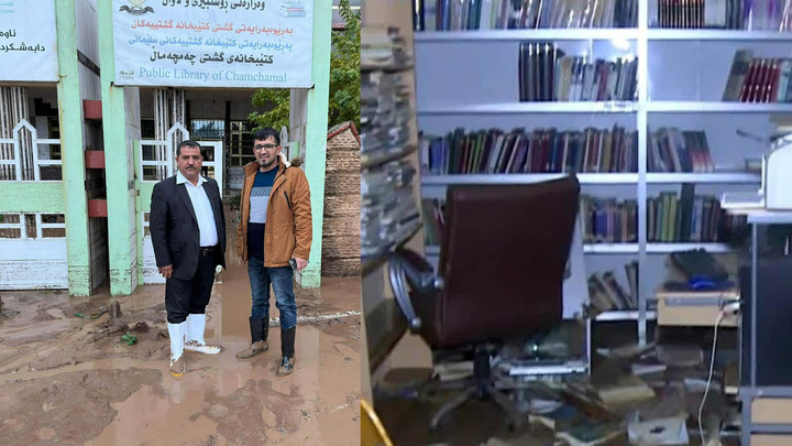هزاران کتاب، روزنامه و مجله کتابخانه چمچمال بر اثر سیلاب از بین رفت