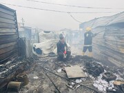 آتش‌سوزی گسترده در بازار کمپ ایزدی‌ها در زاخو/ ۳۵ مغازه در آتش سوخت