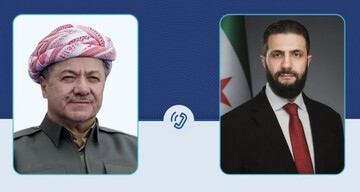 گفت‌وگوی الشرع و بارزانی درباره همکاری در اجرای توافق دولت موقت با نیروهای دموکراتیک سوریه