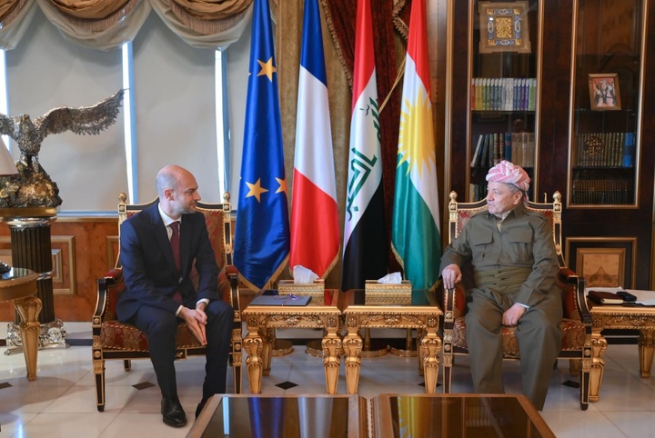 وزیر خارجه فرانسه با رئیس حزب دموکرات کردستان دیدار کرد