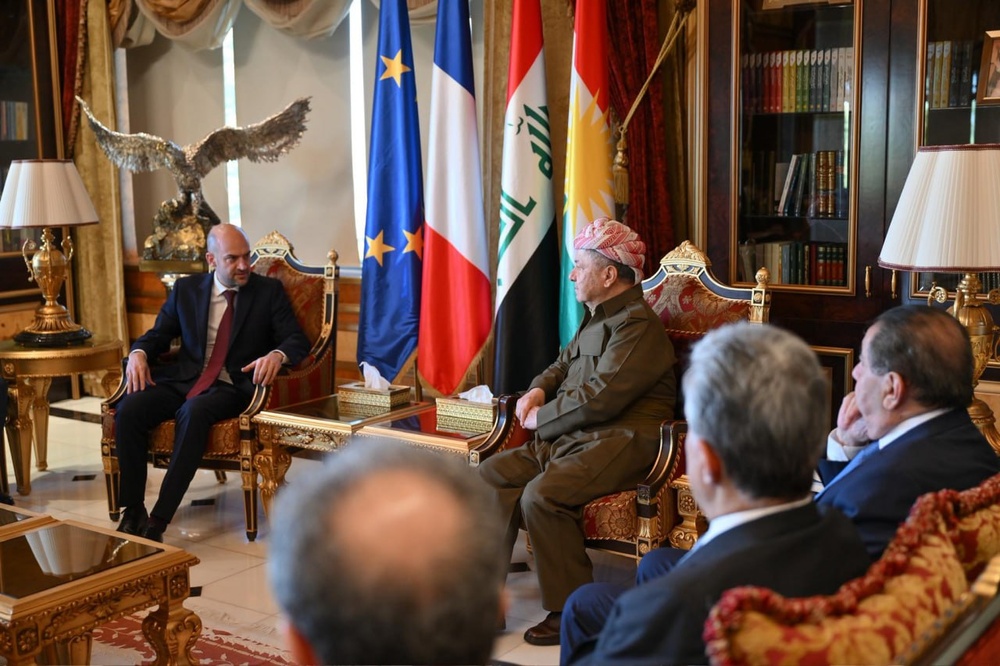 وزیر خارجه فرانسه با رئیس حزب دموکرات کردستان دیدار کرد