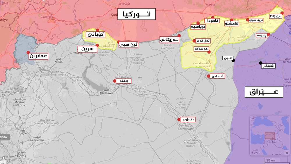 نقشه جدید قدرت در سوریه؛ کاهش قلمرو SDF به ۲۰ هزار کیلومتر مربع و تمرکز بر مناطق کُردنشین