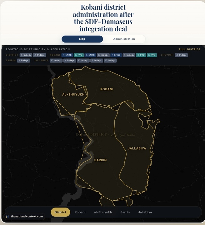 مدیریت کوبانی پس از ادغام نهادهای کردی در دولت سوریه