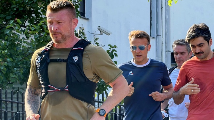 Macron Runs Along Iran Street