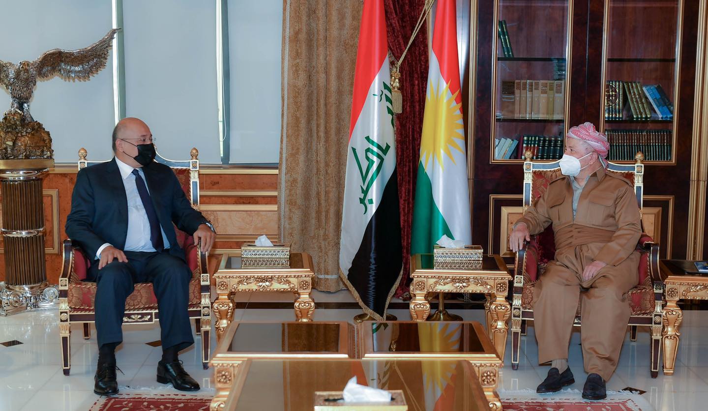 Iraqi President Barham Salih meets Masoud Barzani in Erbil