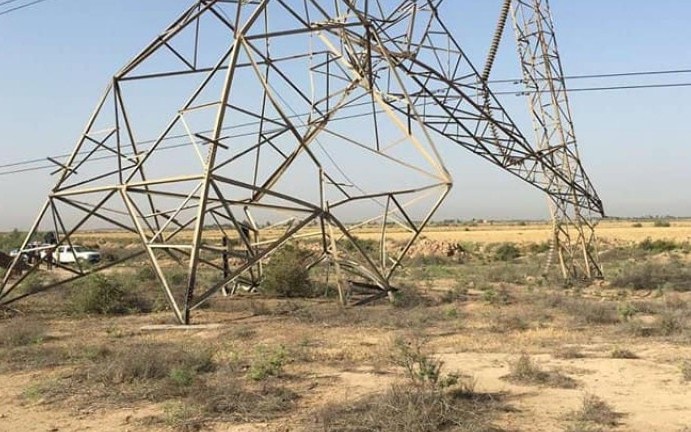 قطع خط انتقال اصلی برق در کرکوک به دلیل اقدام خرابکارانه