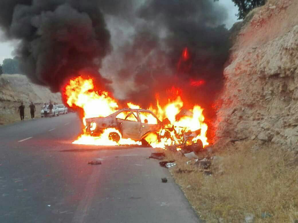مرگ دلخراش ۵ نفر در تصادف و آتش‌سوزی خودرو در چرداول