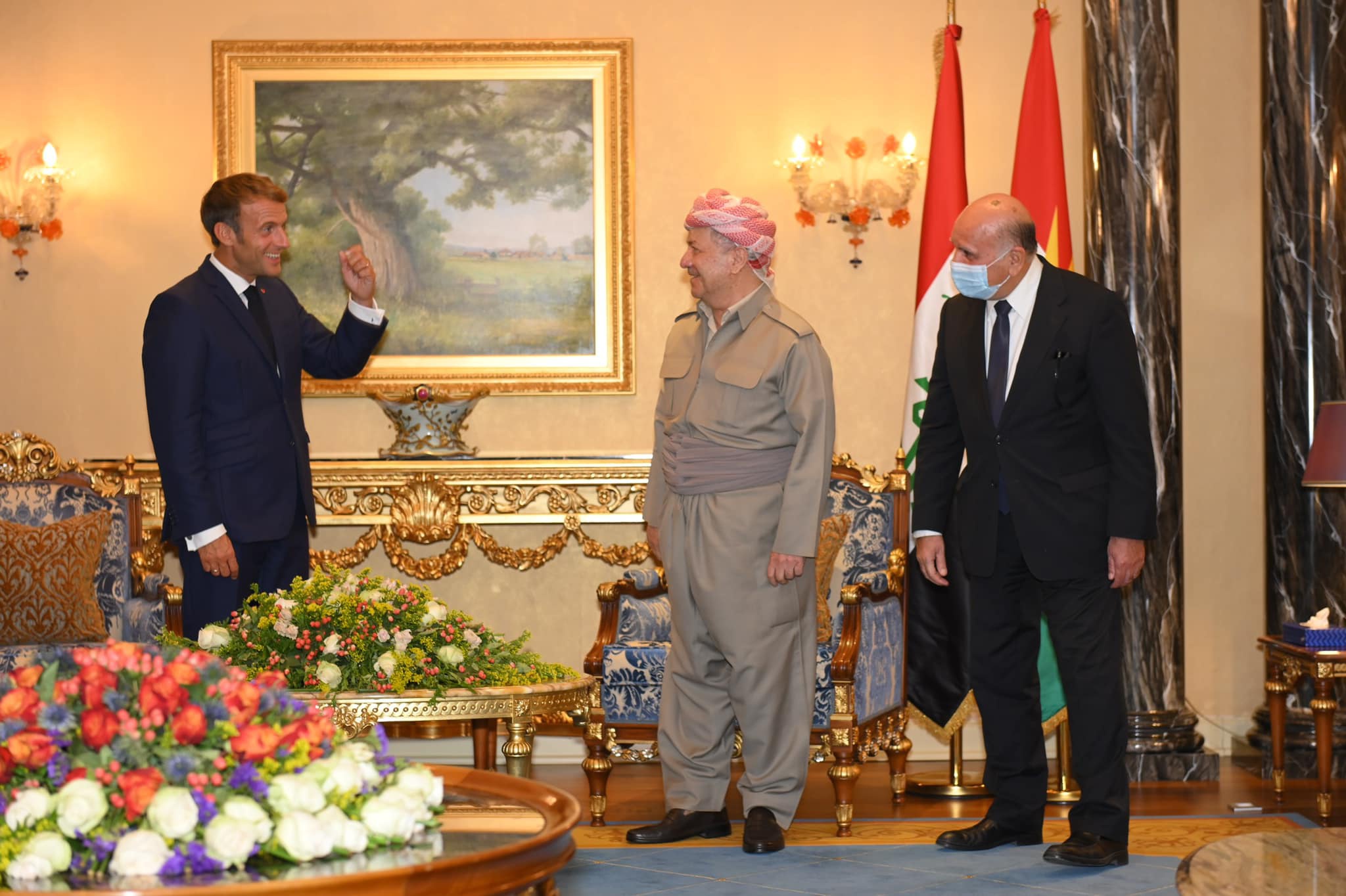 Emmanuel Macron meets Masoud Barzani