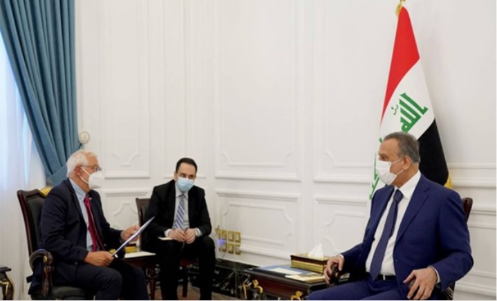 دیدار مسئول سیاست خارجی اتحادیه اروپا با نخست وزیر عراق در بغداد