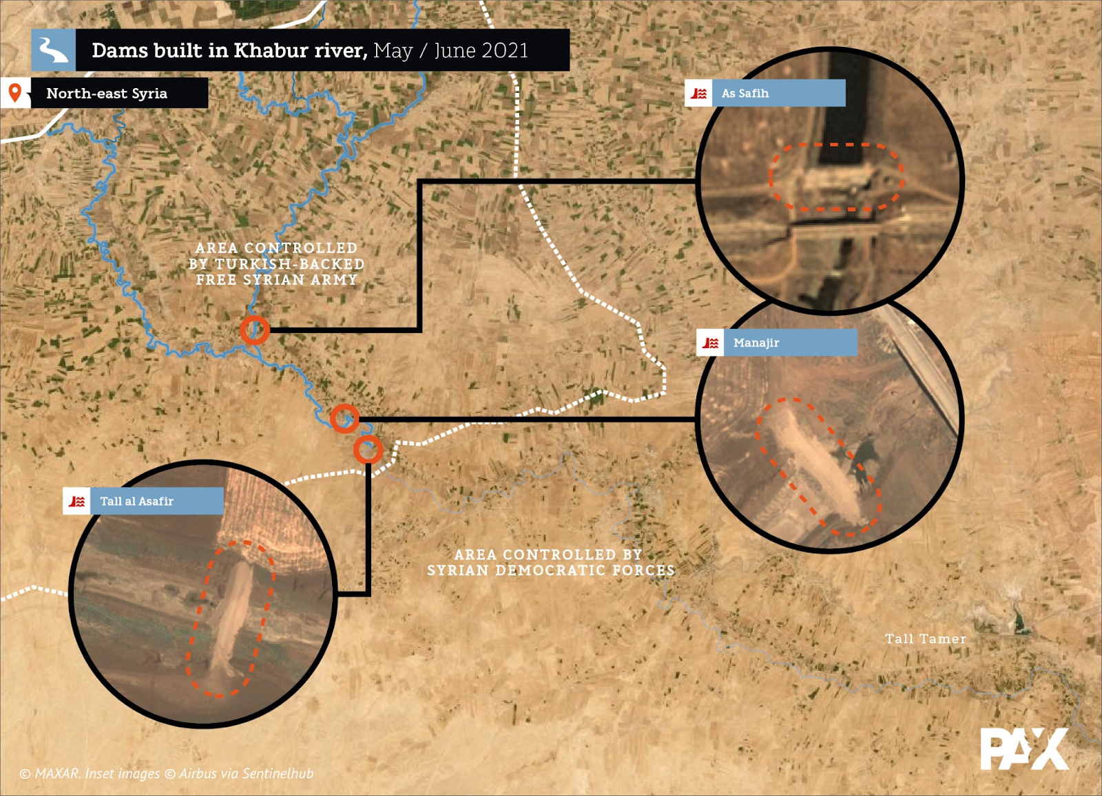 قطع کامل آب یک رودخانه به روی کردها توسط شورشیان تحت حمایت ترکیه