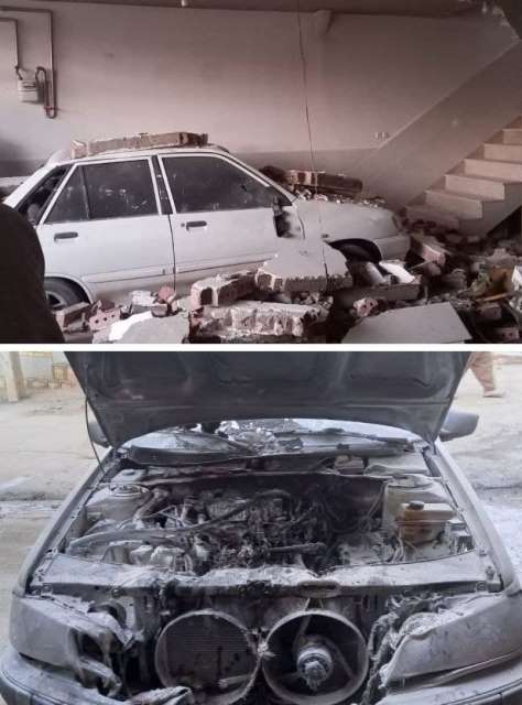 یک دستگاه خودرو در پارکینگ منزلی در مهاباد منفجر شد