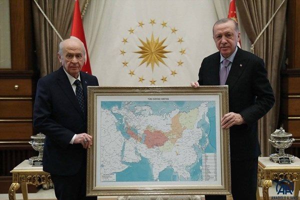 هدیه جنجالی به اردوغان / بخش هایی از ایران در نقشه «جهان ترک»