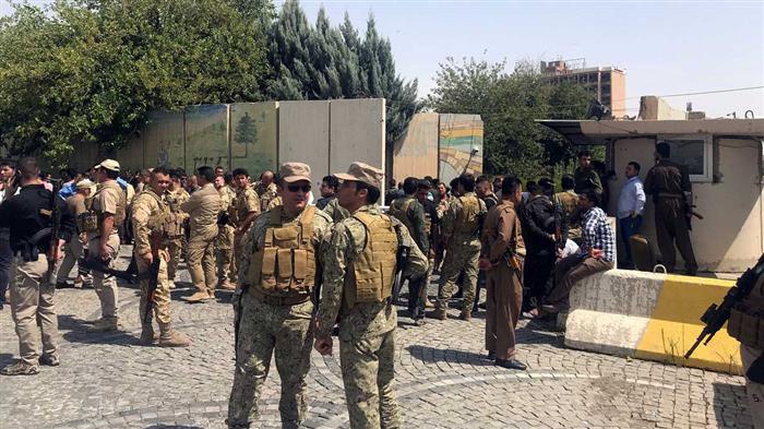 استقرار نیروهای امنیتی در مقابل ساختمان پارلمان و هیئت دولت اقلیم کردستان