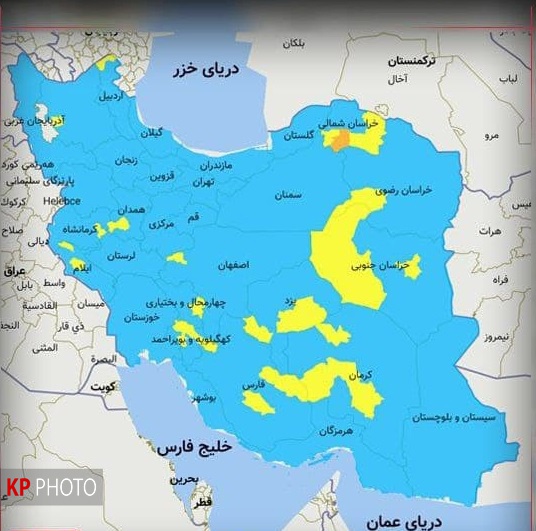 بازگشت رنگ نارنجی به نقشه کرونایی ایران / افزایش معنادار مراجعه سرپایی به مراکز درمانی
