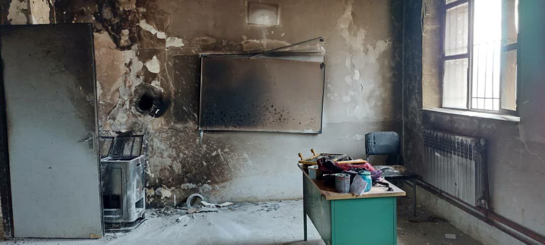 آتش گرفتن بخاری یک مدرسه در کرمانشاه تلفات جانی نداشت