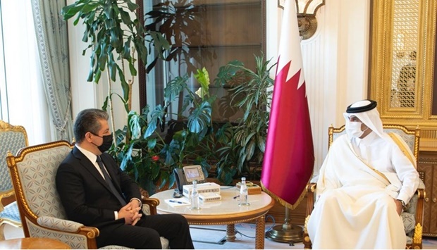 Masrour Barzani, Qatar's Emir discuss forming the new Iraqi government