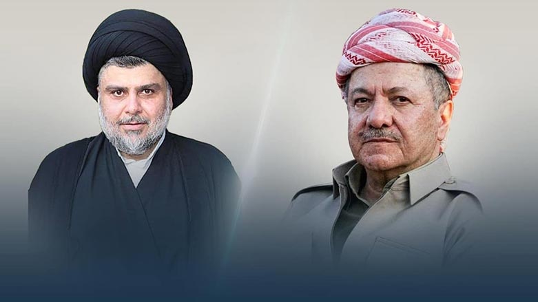 گفتگوی تلفنی مقتدی صدر با  مسعود بارزانی، مالکی، خمیس خنجر و الحلبوسی  دربارە وضعیت عراق