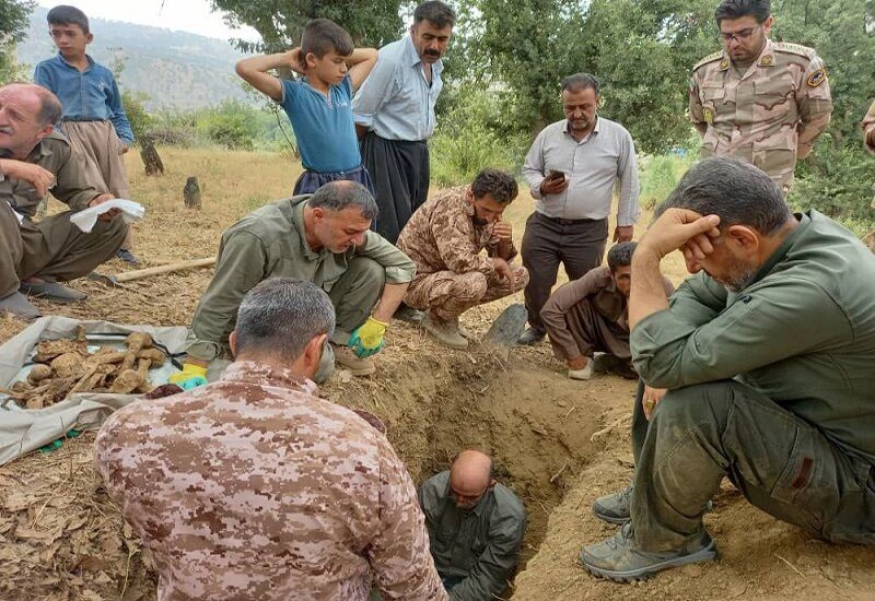 پیکر  شهید دوران دفاع مقدس در بانه تفحص شد