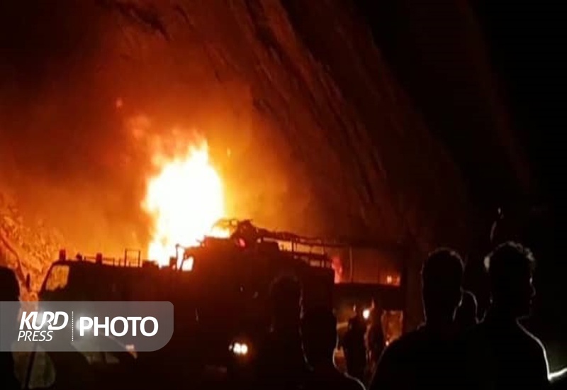 سرهنگ گوهری: آتش گرفتن اتوبوس مسافربری محور سنندج – مریوان خسارت جانی نداشت