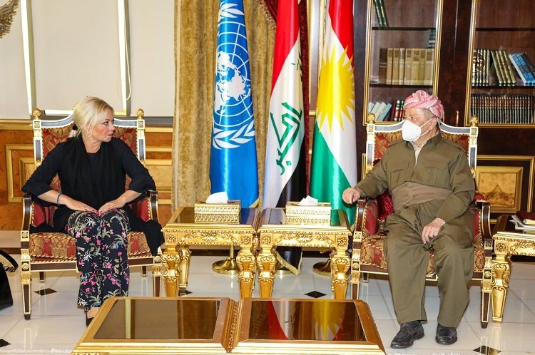 UNAMI chief, Masoud Barzani discuss Iraq political situation in Salahadin