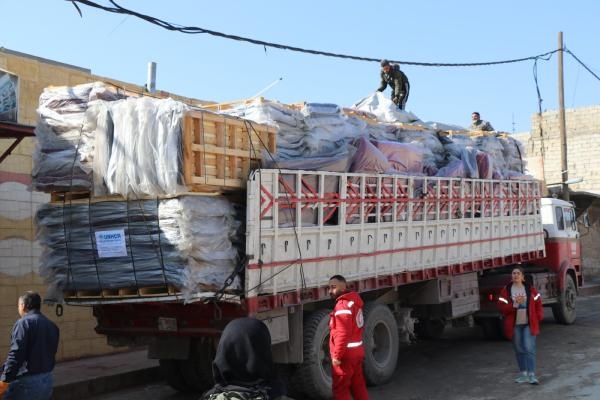 کاروان کمک‌های بین‌المللی به محله های اشرفیه و شیخ‌مقصود حلب رسید