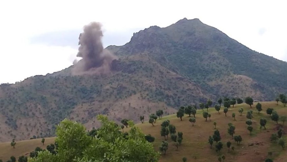 آتش سوزی در مناطق کوهستانی شمال اربیل بر اثر حمله جنگنده های ترکیه
