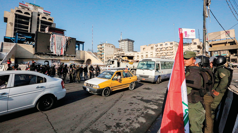 بازگشایی میدان تحریر و پل جمهوری در بغداد یک سال پس از آغاز اعتراضات