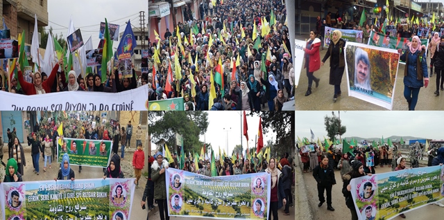 تظاهرات گسترده مردمی در کردستان سوریه به مناسبت دومین سالگرد آغاز حمله ترکیه به عفرین